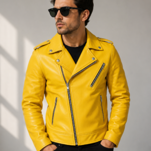 Yellow Premium Biker Leather Jacket